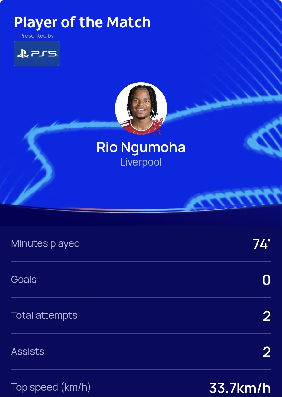 ريو نغوموها لاعب ليفربول وأفضل لاعب في المباراة